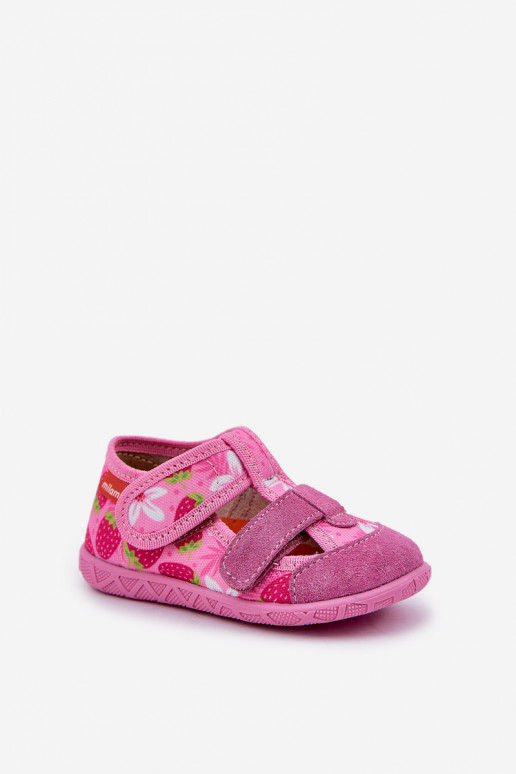 Chaussons Milami Puéril avec attaches adhésives DANS des fraises couleur rose Reathiana