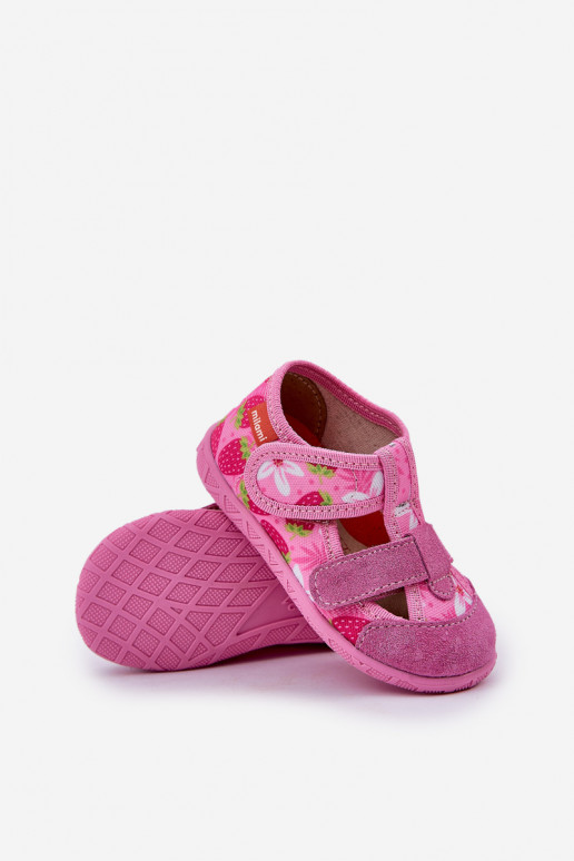 Chaussons Milami Puéril avec attaches adhésives DANS des fraises couleur rose Reathiana