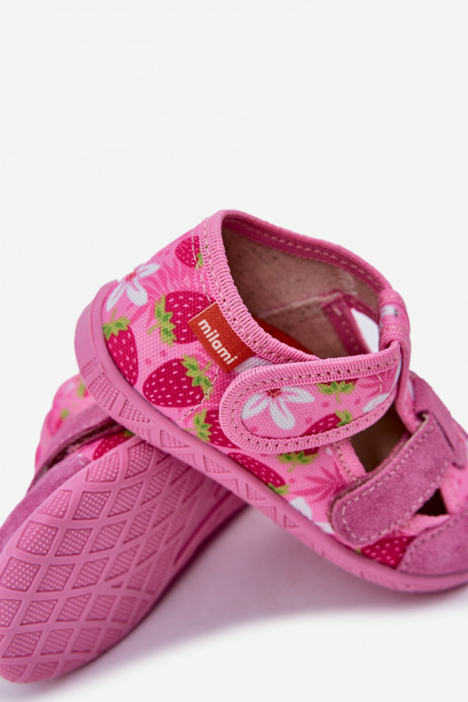 Chaussons Milami Puéril avec attaches adhésives DANS des fraises couleur rose Reathiana