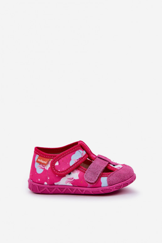 Chaussons Milami Puéril avec attaches adhésives DANS Licornes couleur rose Reathiana
