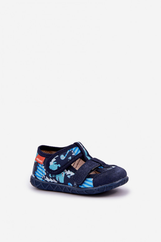 Chaussons Milami Puéril avec attaches adhésives DANS Dinosaures bleu foncé Reathiana Chaussons Milami Puéril avec attaches adhésives DANS Dinosaures bleu foncé Reathiana