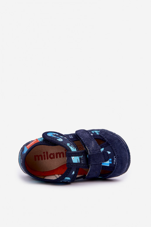 Chaussons Milami Puéril avec attaches adhésives DANS Dinosaures bleu foncé Reathiana Chaussons Milami Puéril avec attaches adhésives DANS Dinosaures bleu foncé Reathiana