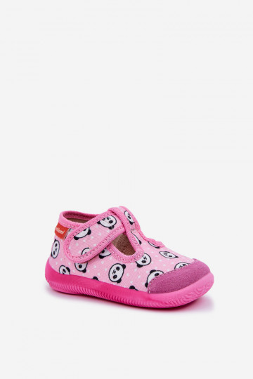 Chaussons Milami enfants élastiques avec fermetures Velcro IN Panda Bear couleur rose Ambette