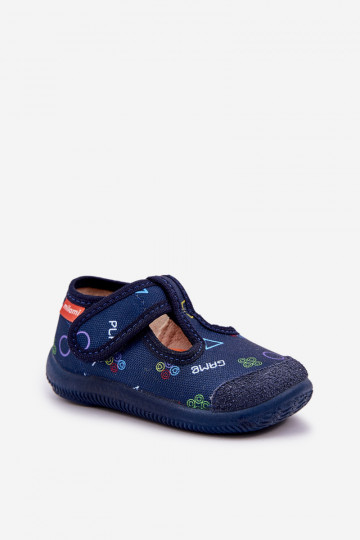 Chaussons Milami enfants élastiques avec fermetures Velcro couleur bleu marine Ambette