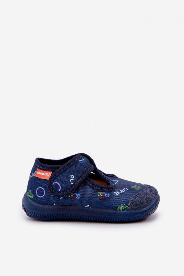 Chaussons Milami enfants élastiques avec fermetures Velcro couleur bleu marine Ambette 2