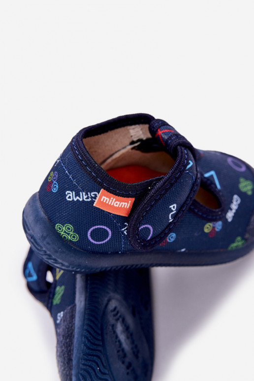 Chaussons Milami Puéril Elastyczne avec attaches adhésives bleu foncé Ambette