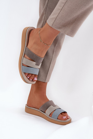 Chaussons confortables pour femmes couleurs sable-bleu Oxena