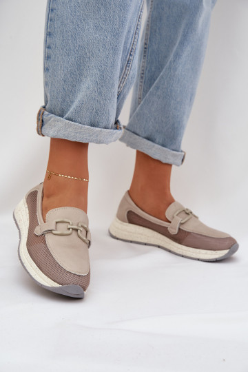 Féminin Peau Mocassins D&A TDANS210 couleur grise 2