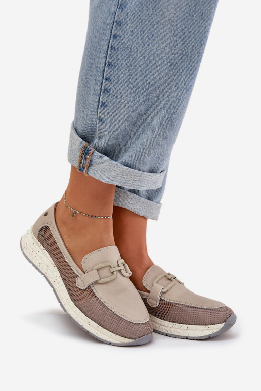 Féminin Peau Mocassins D&A TDANS210 couleur grise