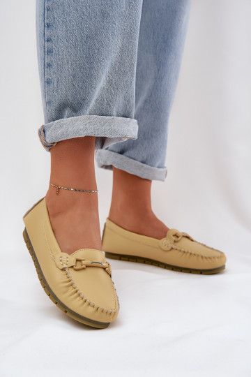 isocèle Peau Mocassins avec des ornements S.Barski LR51-547 couleur jaune 2