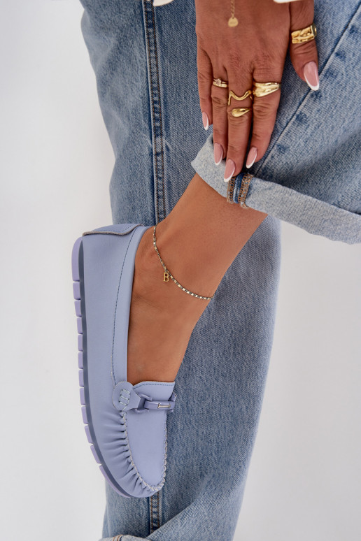 isocèle Peau Mocassins avec des ornements S.Barski LR51-547 couleur bleue isocèle Peau Mocassins avec des ornements S.Barski LR51-547 couleur bleue