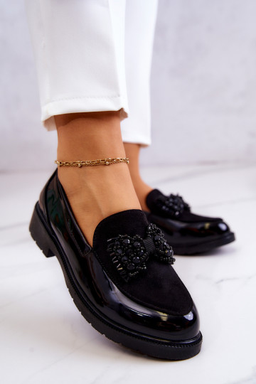 Style élégant Mocassins laqués Flâneurs couleur noire Belize 2