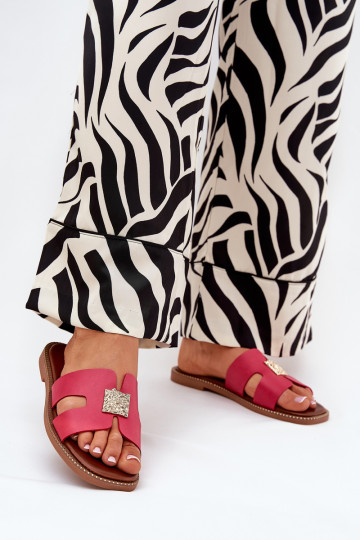 Chaussons à semelles planes avec découpes et décoration rose Bohalis 2