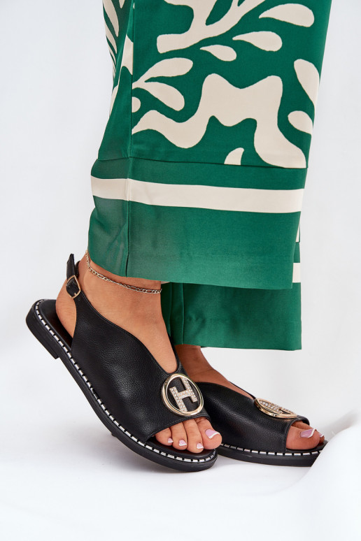 isocèle Style élégant des sandales avec des ornements couleur noire Iseliria isocèle Style élégant des sandales avec des ornements couleur noire Iseliria