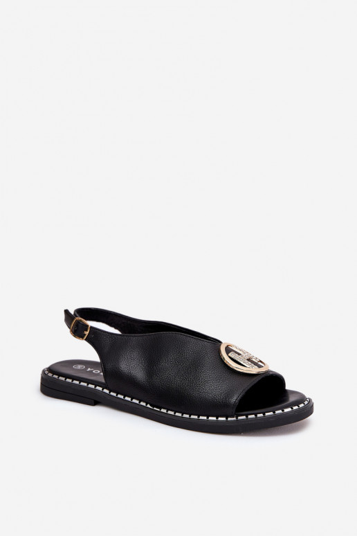 isocèle Style élégant des sandales avec des ornements couleur noire Iseliria isocèle Style élégant des sandales avec des ornements couleur noire Iseliria