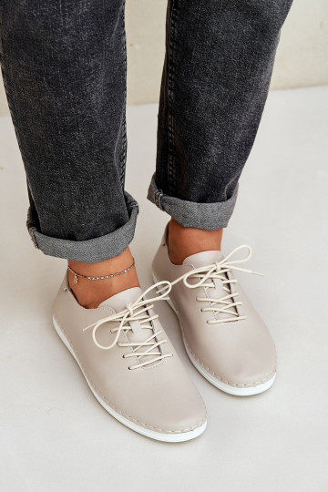 Chaussures à lacets Z Activéturalnej Skóry D&A LR51-645 beige