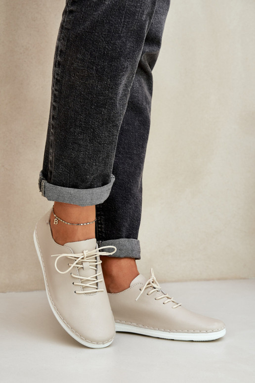 Chaussures à lacets Z Activéturalnej Skóry D&A LR51-645 beige