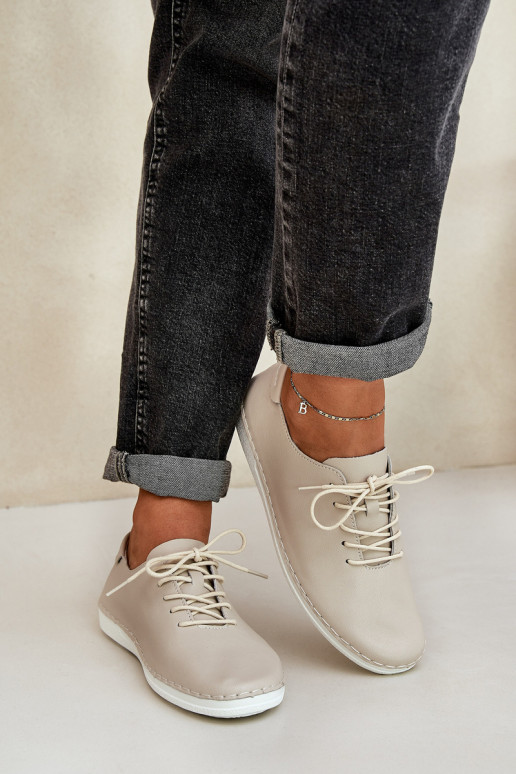 Chaussures à lacets Z Activéturalnej Skóry D&A LR51-645 beige