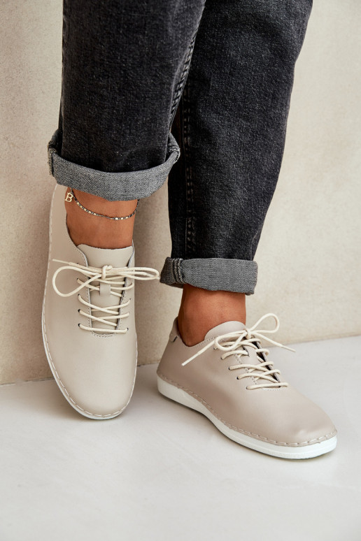 Chaussures à lacets Z Activéturalnej Skóry D&A LR51-645 beige