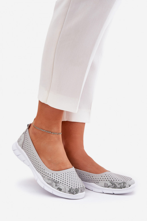 Peau Ballerines ajourées Vinceza 95323 couleur grise Peau Ballerines ajourées Vinceza 95323 couleur grise