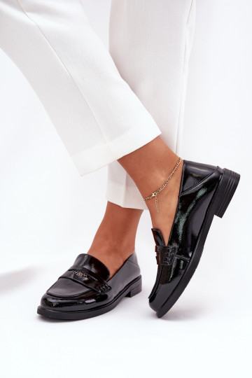 Style élégant Mocassins laqués Féminin Z Activéturalnej Skóry Vinceza 18100 couleur noire