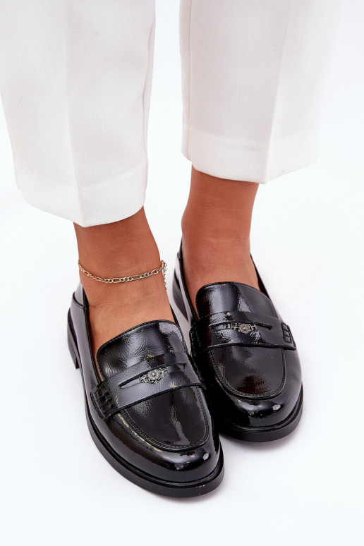 Style élégant Mocassins laqués Féminin Z Activéturalnej Skóry Vinceza 18100 couleur noire Style élégant Mocassins laqués Féminin Z Activéturalnej Skóry Vinceza 18100 couleur noire