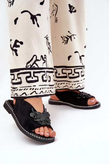 Sandales plates à talons avec ornements noires Setorina