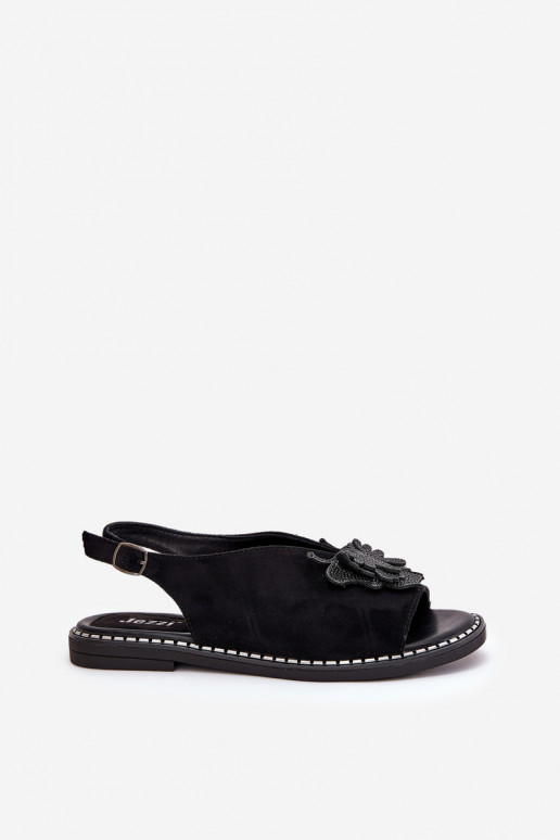 Sandales pour femmes avec des talons larges avec des ornements couleur noire Setorina Sandales pour femmes avec des talons larges avec des ornements couleur noire Setorina