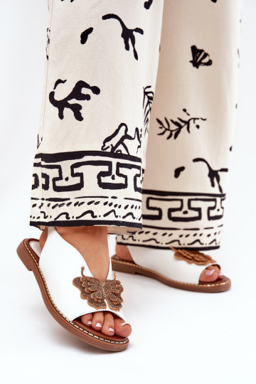 Sandales pour femmes avec des talons larges avec des ornements couleur blanche Setorina