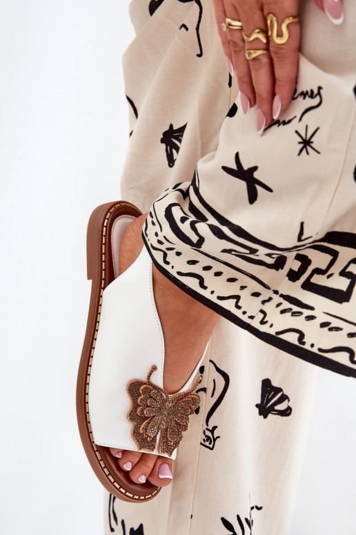 Sandales pour femmes avec des talons larges avec des ornements couleur blanche Setorina