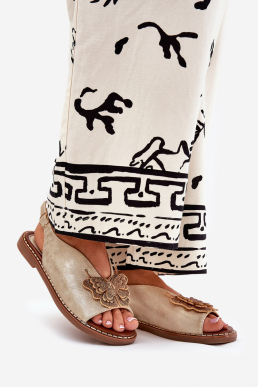 Sandales pour femmes avec des talons larges avec des ornements couleur dorée Setorina