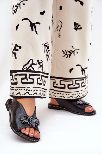 avec éclat Sandales pour femmes avec des ornements isocèle couleur noire Russona 2