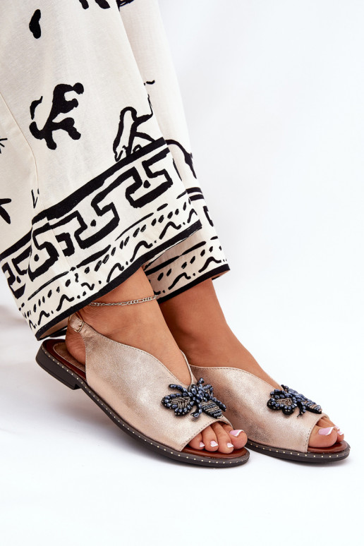 avec éclat Sandales pour femmes avec des ornements isocèle couleur or rose Russona avec éclat Sandales pour femmes avec des ornements isocèle couleur or rose Russona