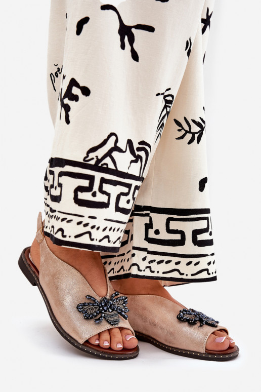 avec éclat Sandales pour femmes avec des ornements isocèle couleur or rose Russona avec éclat Sandales pour femmes avec des ornements isocèle couleur or rose Russona