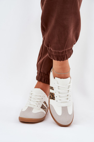 Faible Chaussures modèle baskets Féminin en cuir écologique avec des motifs en fourrure de léopard couleur blanche Nonalorin