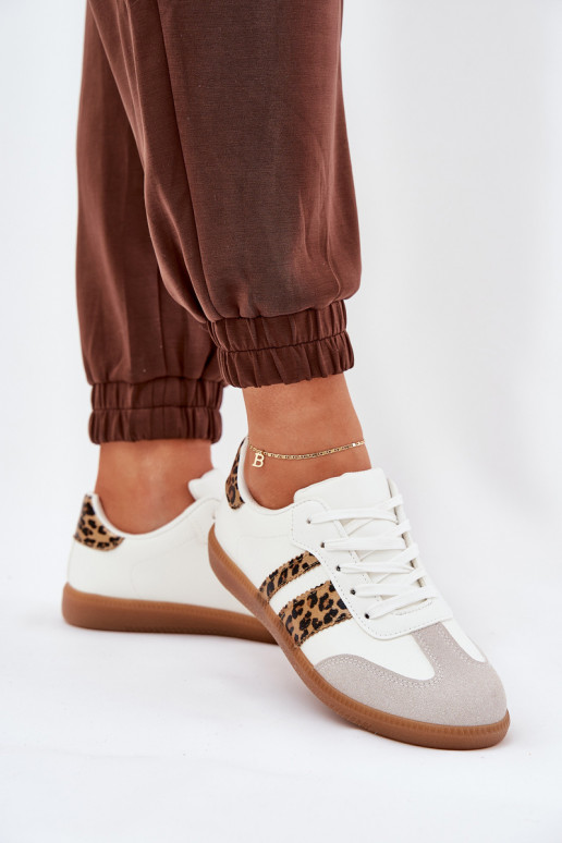 Faible Chaussures modèle baskets Féminin en cuir écologique avec des motifs en fourrure de léopard couleur blanche Nonalorin