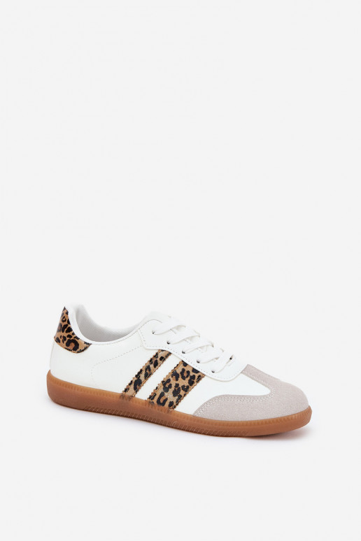 Faible Chaussures modèle baskets Féminin en cuir écologique avec des motifs en fourrure de léopard couleur blanche Nonalorin