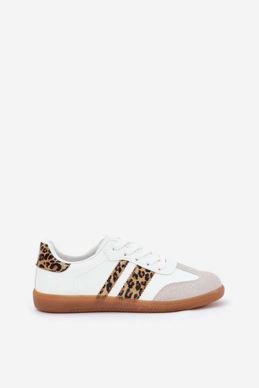 Faible Chaussures modèle baskets Féminin en cuir écologique avec des motifs en fourrure de léopard couleur blanche Nonalorin