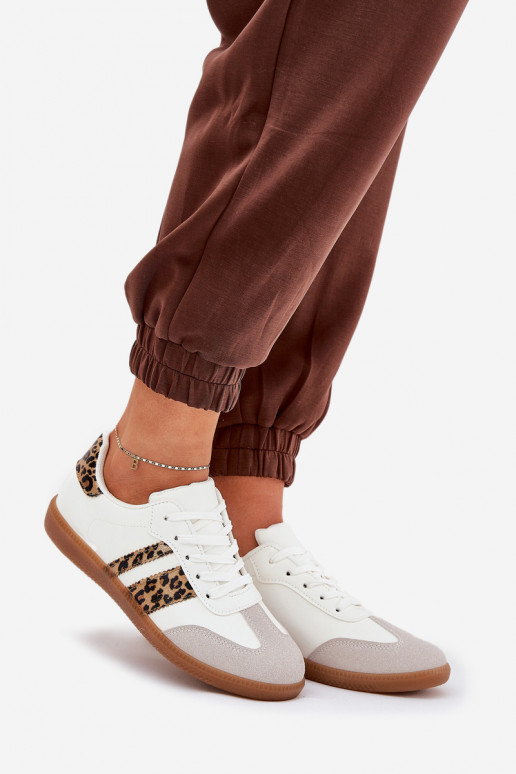 Faible Chaussures modèle baskets Féminin en cuir écologique avec des motifs en fourrure de léopard couleur blanche Nonalorin