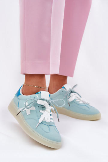 Faible baskets Féminin avec des motifs en fourrure de léopard couleur menthe Zelevelis