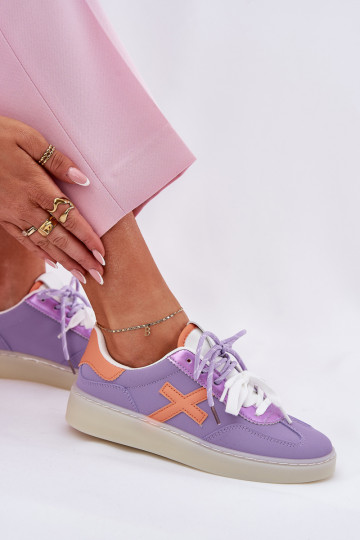Baskets basses modèle femme couleur violet Zelevelis