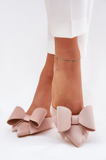 talons hauts à dos ouvert avec nœud couleur sable Eklevia 2