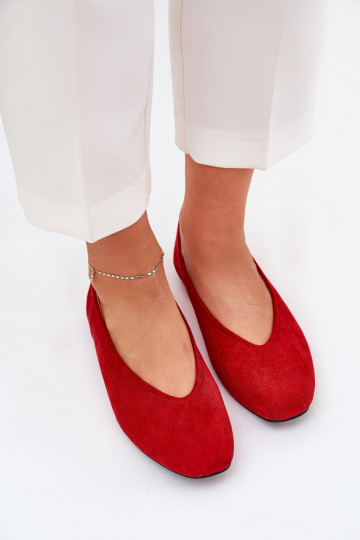 Modèle classique Ballerines Z en daim écologiqueu couleur rouge Osallin