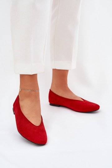 Modèle classique Ballerines Z en daim écologiqueu couleur rouge Osallin 2