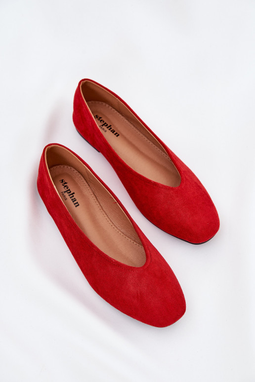 Modèle classique Ballerines Z en daim écologiqueu couleur rouge Osallin