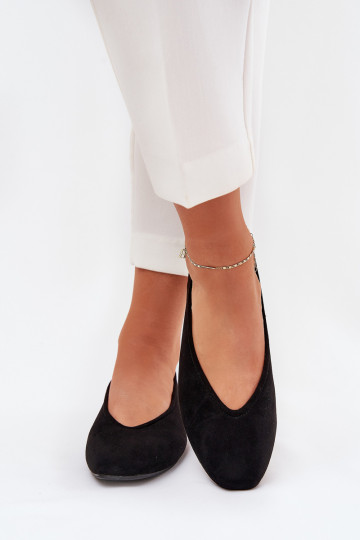 Modèle classique Ballerines Z en daim écologiqueu couleur noire Osallin 2