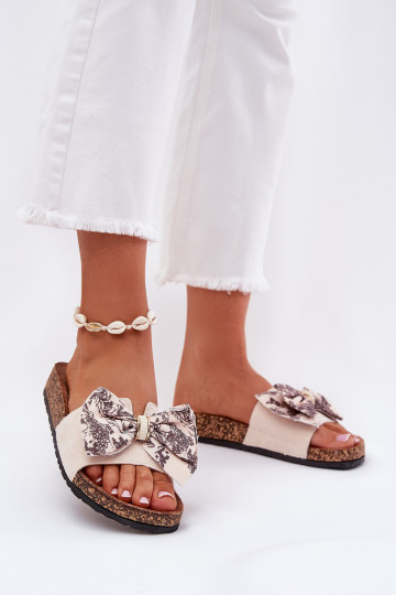 Chaussons pour femmes avec nœuds et plateforme couleur sable Lisandrea 2