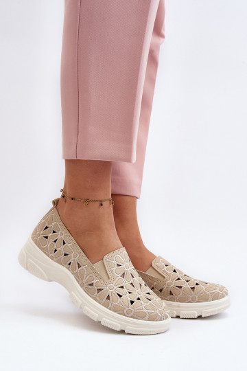 avec des éléments ajourés chaussures Féminin beige Emilei 2