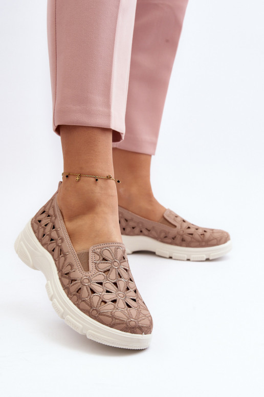 avec des éléments ajourés chaussures Féminin couleur rose Emilei