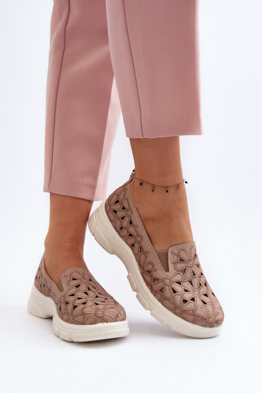 avec des éléments ajourés chaussures Féminin couleur rose Emilei